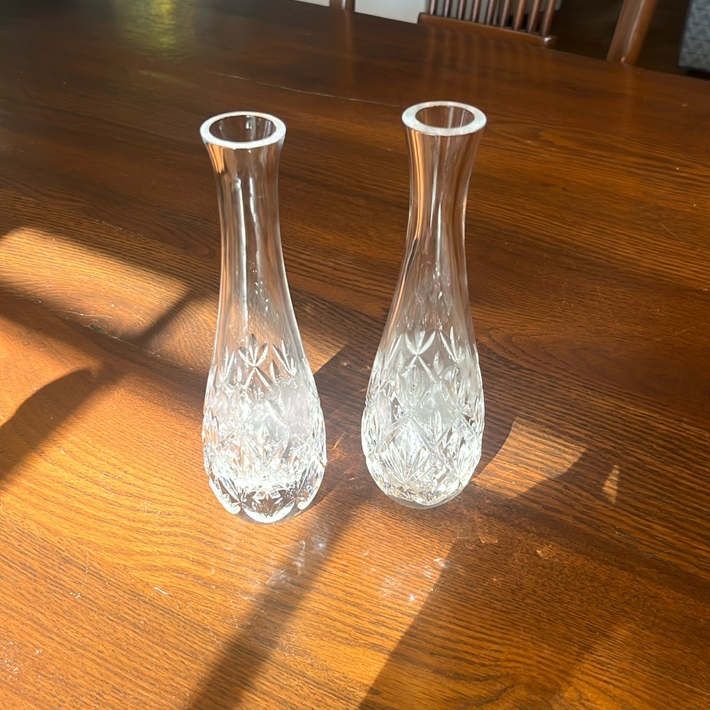 Set of 2 Tiffany crystal Sybil vases